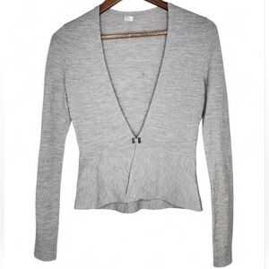 Boss Hugo Boss Feline Superfine Merino Wool Peplum Cardigan in Gray Size XS